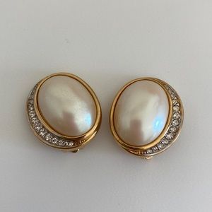 Nina Ricci diamanté and faux Pearl earrings.